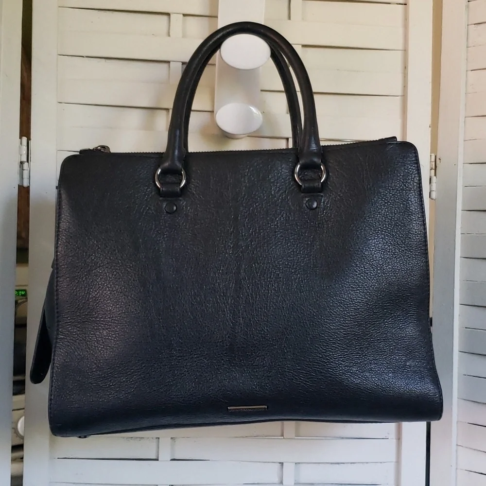Rebecca Minkkoff Jamie black leather zip closure  satchel bag
